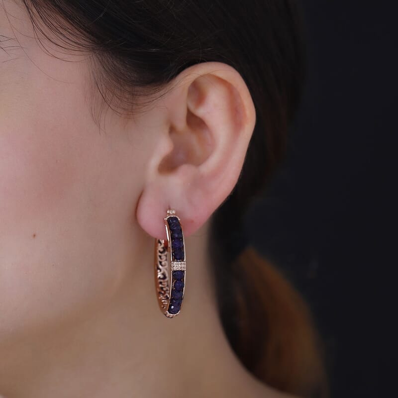 Karis African Amethyst 11.10 ctw Earrings in 18K RG Plated
