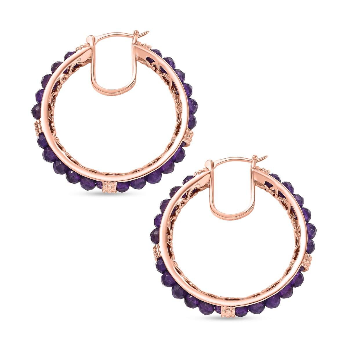 Karis African Amethyst 11.10 ctw Earrings in 18K RG Plated image number 4