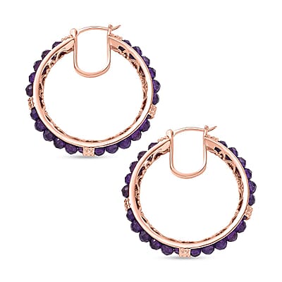 Karis African Amethyst 11.10 ctw Earrings in 18K RG Plated