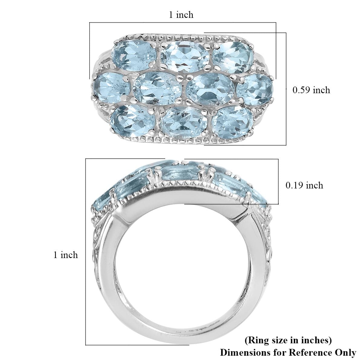 Sky Blue Topaz 5.65 ctw Ring in Stainless Steel (Size 5.0) image number 5