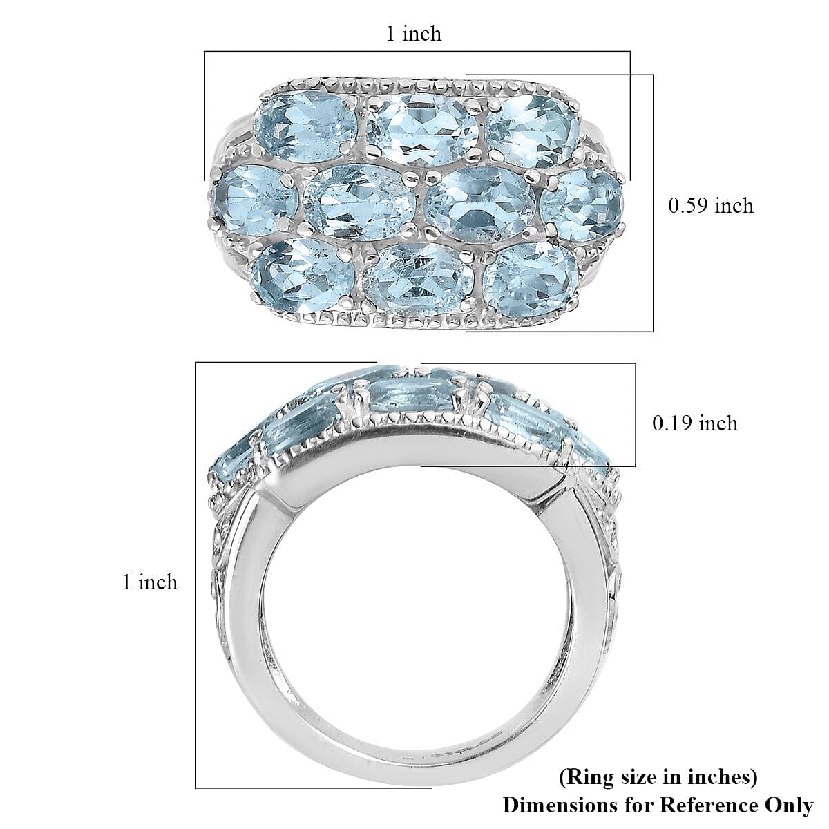 Sky Blue Topaz 5.65 ctw Ring in Stainless Steel (Size 7.0)
