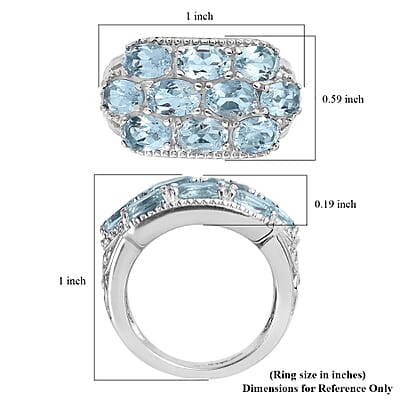 Sky Blue Topaz 5.65 ctw Ring in Stainless Steel (Size 7.0)