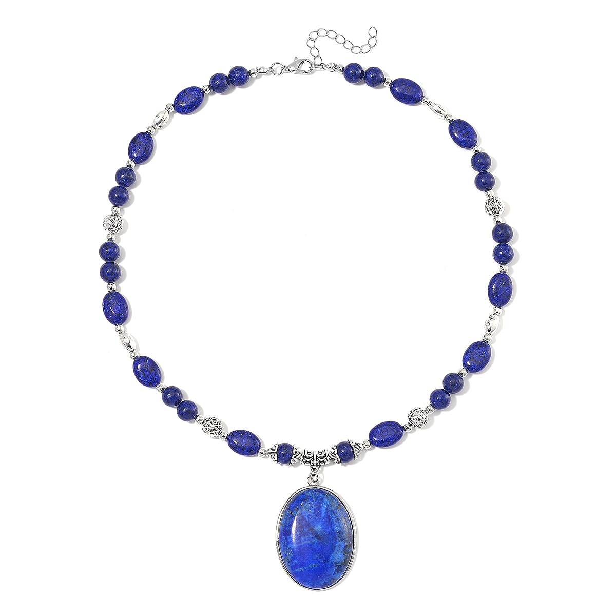 Lapis Lazuli 300.00 ctw Beaded Necklace in Silverstone 20 Inches image number 2