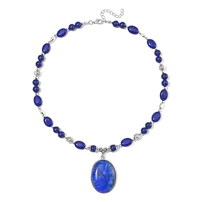 Lapis Lazuli 300.00 ctw Beaded Necklace in Silverstone 20 Inches