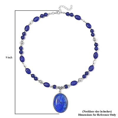 Lapis Lazuli 300.00 ctw Beaded Necklace in Silverstone 20 Inches