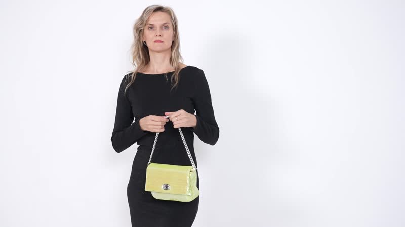Aurora Borealis Sequin and Faux Leather Crossbody Bag (9.8"x3.15"x6.3") with Dual Metal Chain Strap (47")