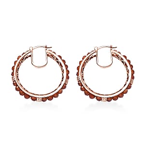Karis Ratnapura Hessonite Garnet 21.00 ctw Hoop Earrings in 18K RG Plated