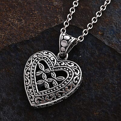 Bali Legacy Sterling Silver Heart Pendant without Chain 5.45 Grams