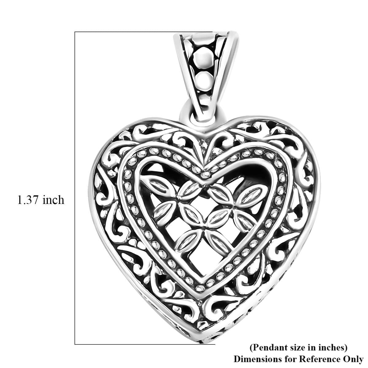 Bali Legacy Sterling Silver Heart Pendant 5.45 Grams image number 5