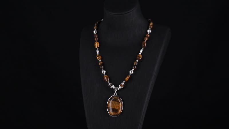 Tigers Eye Beaded Necklace (20 Inches) in Silvertone 300.00 ctw