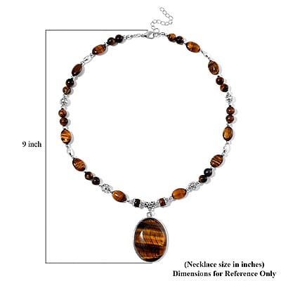 Tigers Eye 300.00 ctw Beaded Necklace in Silvertone 20 Inches