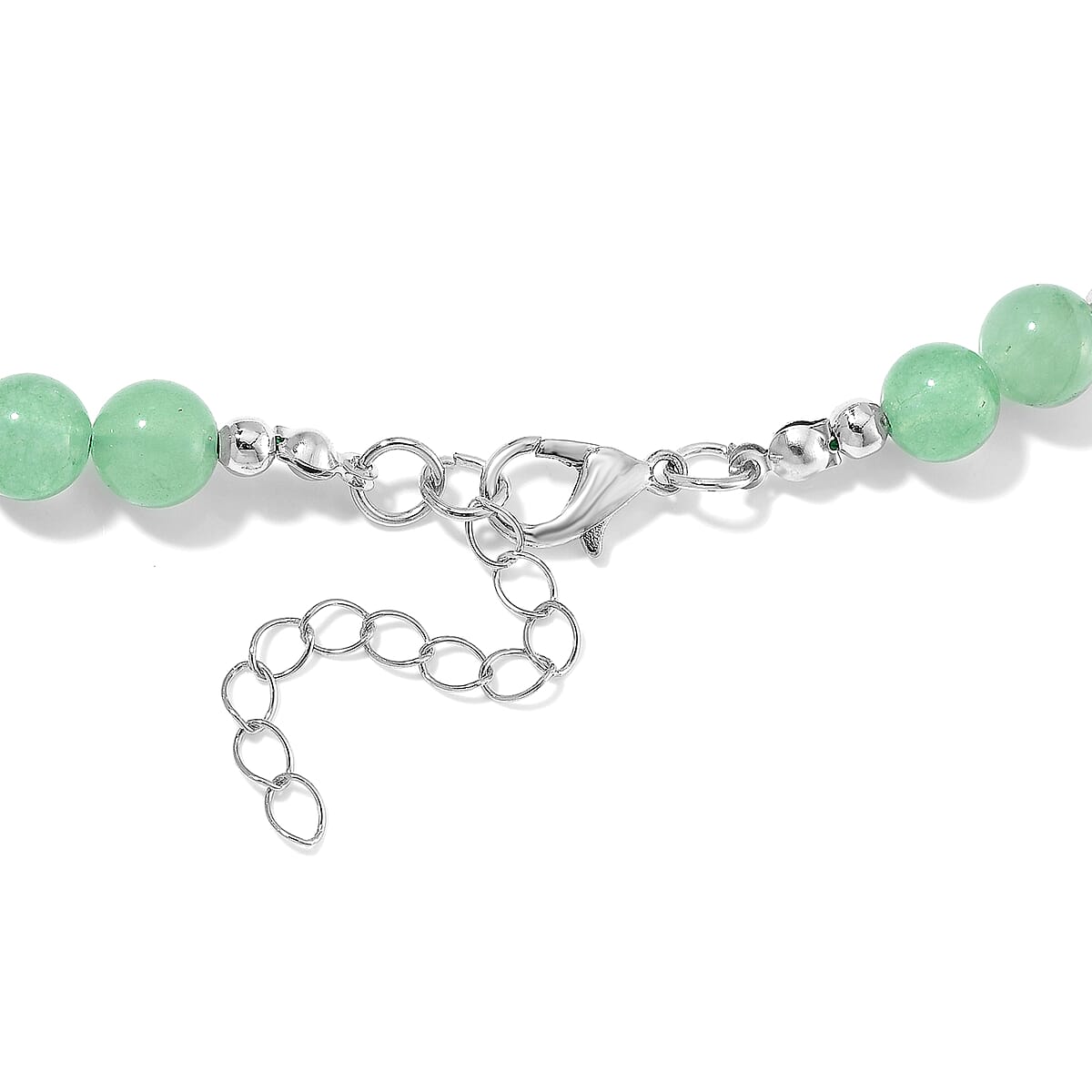 Green Aventurine 300.00 ctw Beaded Necklace in Silvertone 20 Inches  image number 3