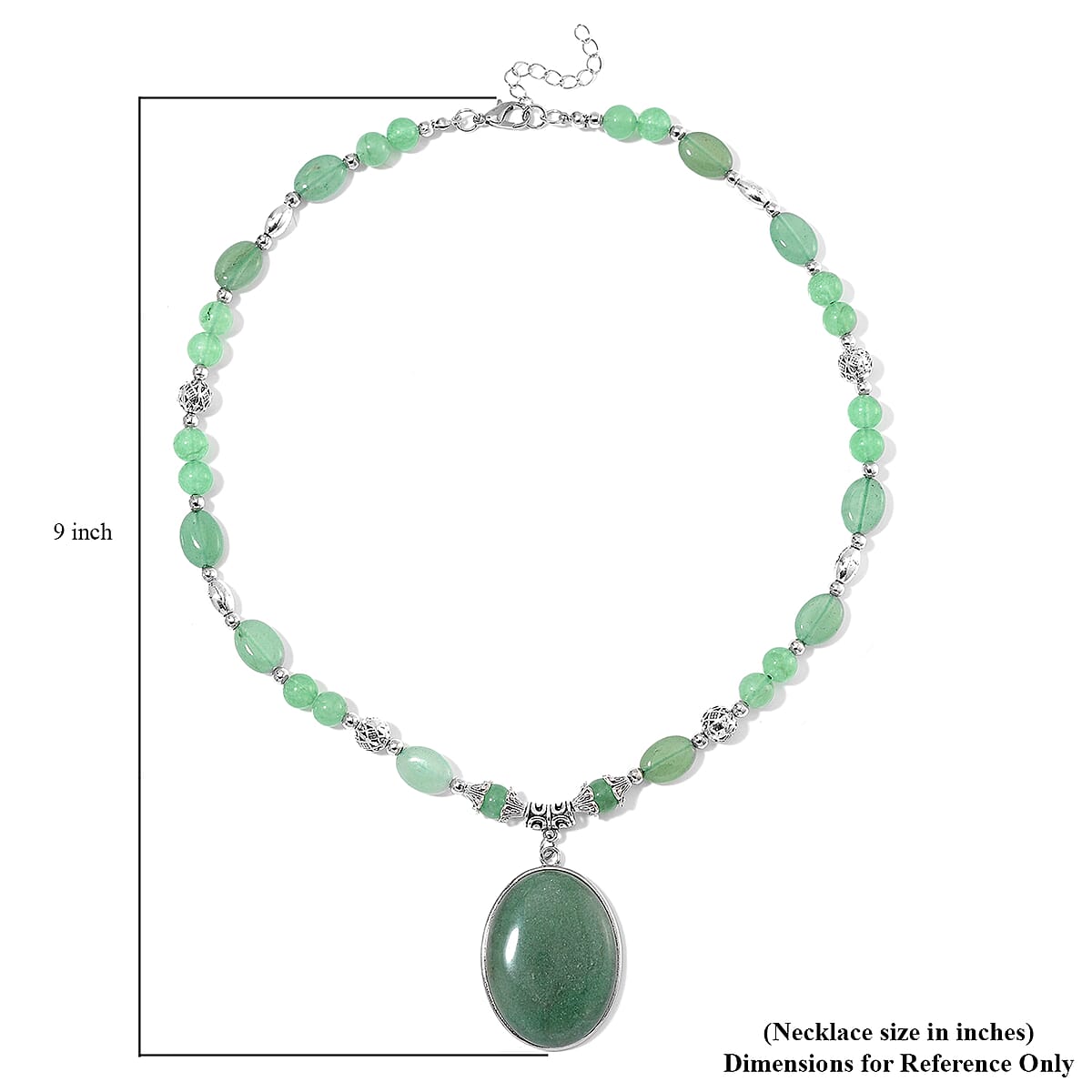 Green Aventurine 300.00 ctw Beaded Necklace in Silvertone 20 Inches  image number 4