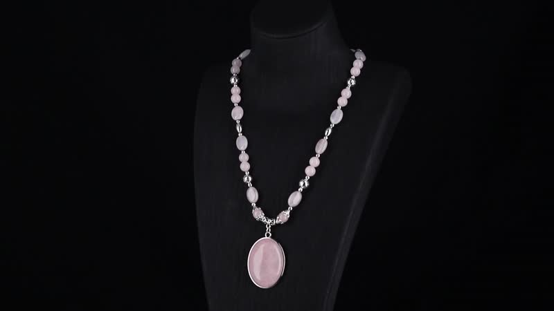 Galilea Rose Quartz Beaded Necklace (20 Inches) in Sliverstone 300.00 ctw