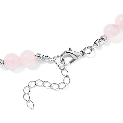 Galilea Rose Quartz 300.00 ctw Beaded Necklace in Sliverstone 20 Inches