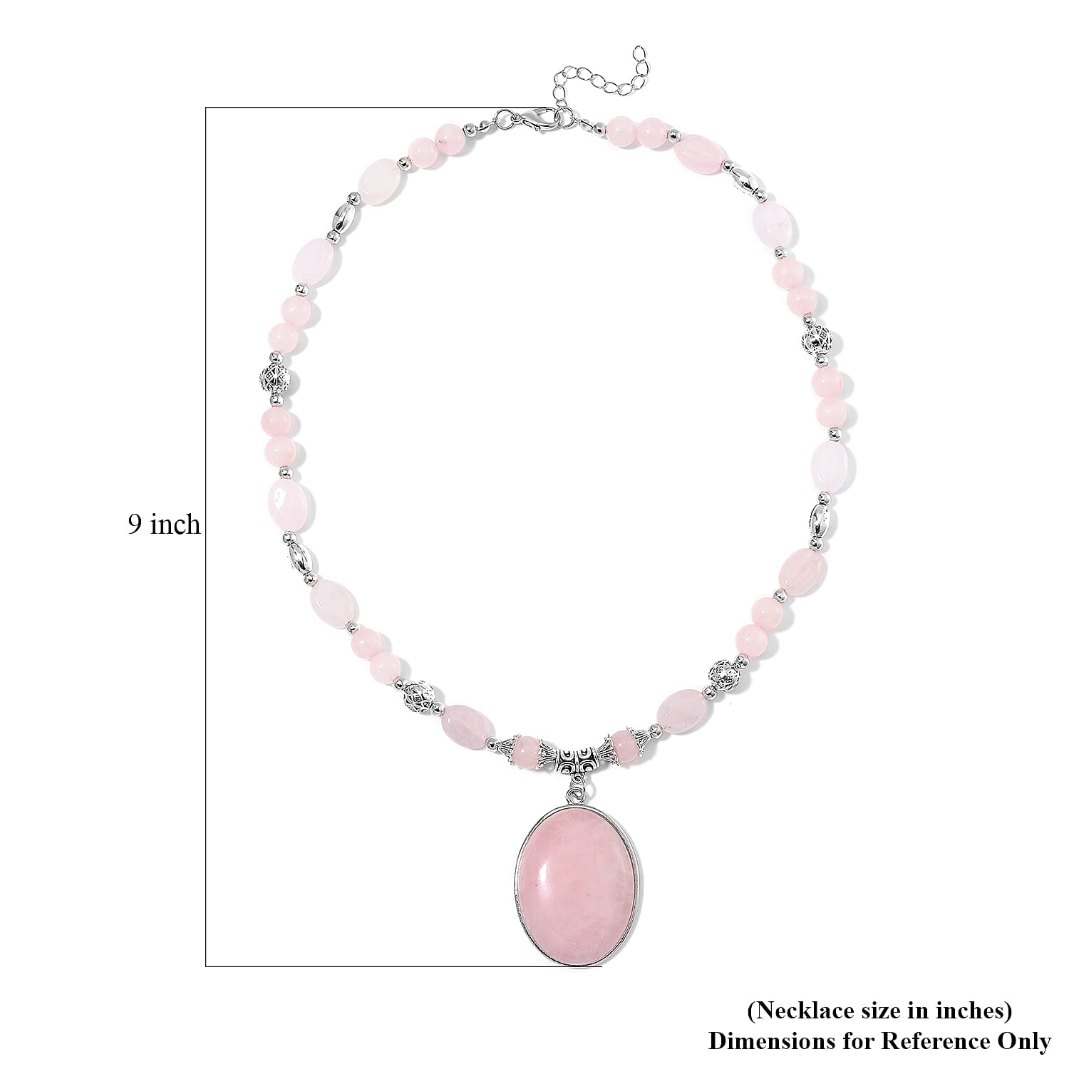 Galilea Rose Quartz 300.00 ctw Beaded Necklace in Sliverstone 20 Inches