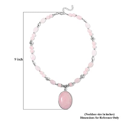 Galilea Rose Quartz 300.00 ctw Beaded Necklace in Sliverstone 20 Inches