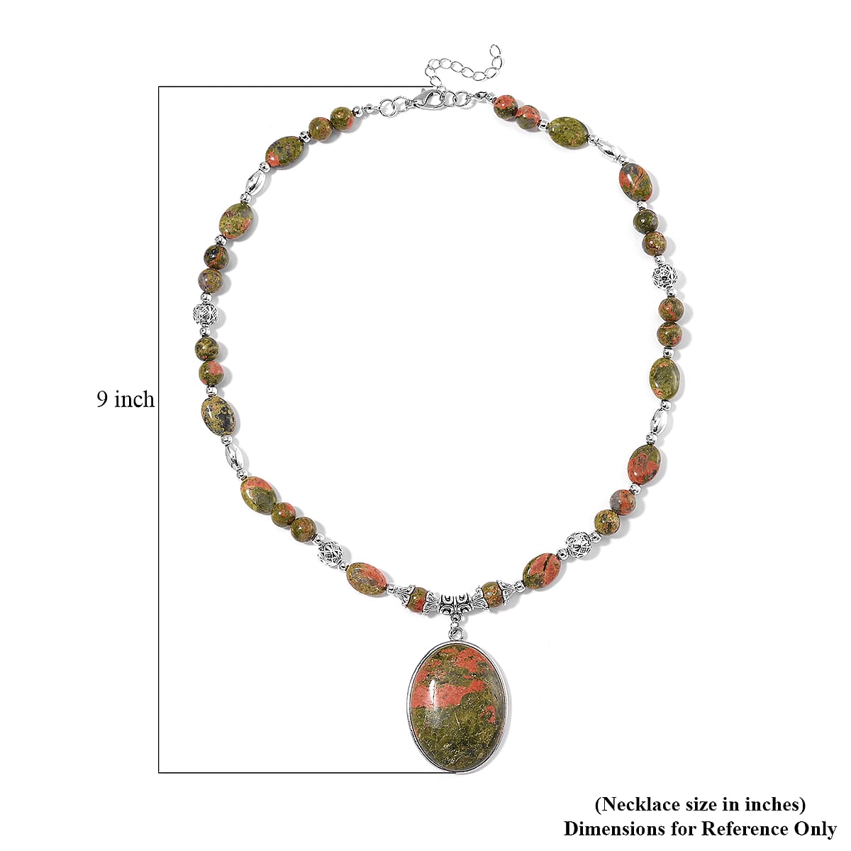 Unakite 300.00 ctw Beaded Necklace in Silverstone 20 Inches image number 4