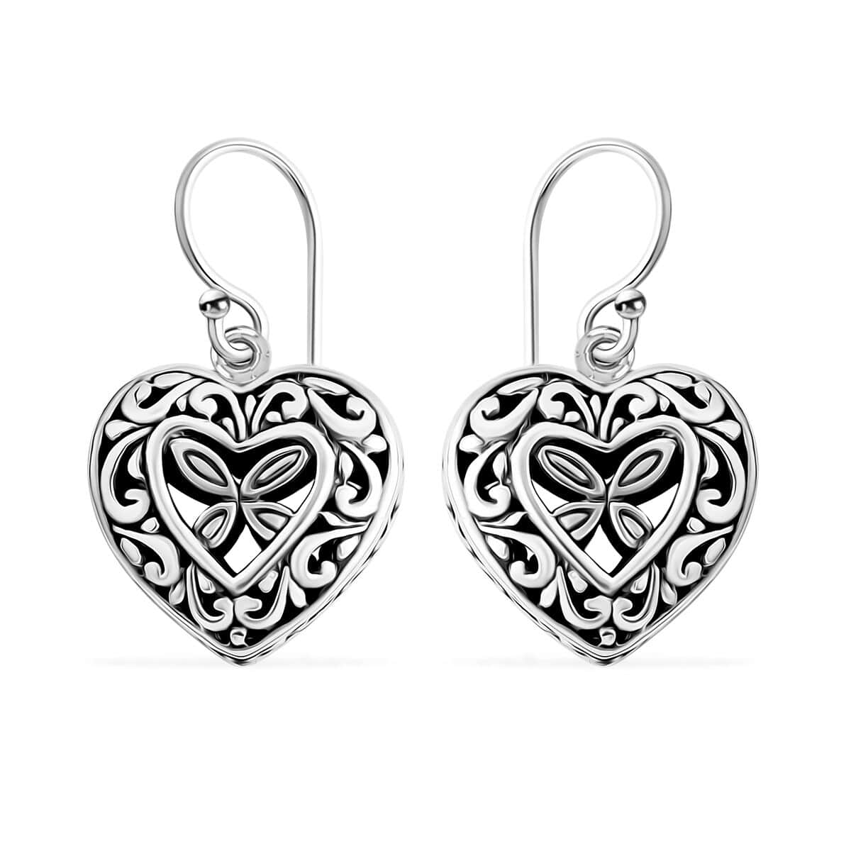 Bali Legacy Sterling Silver Heart Earrings 5.61 Grams image number 0