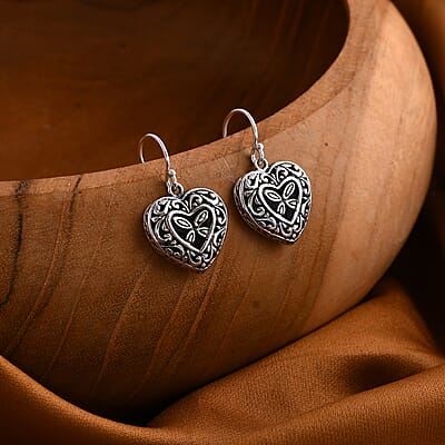 Bali Legacy Sterling Silver Heart Earrings 5.61 Grams