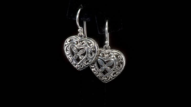 Bali Legacy Sterling Silver Heart Earrings 5.61 Grams