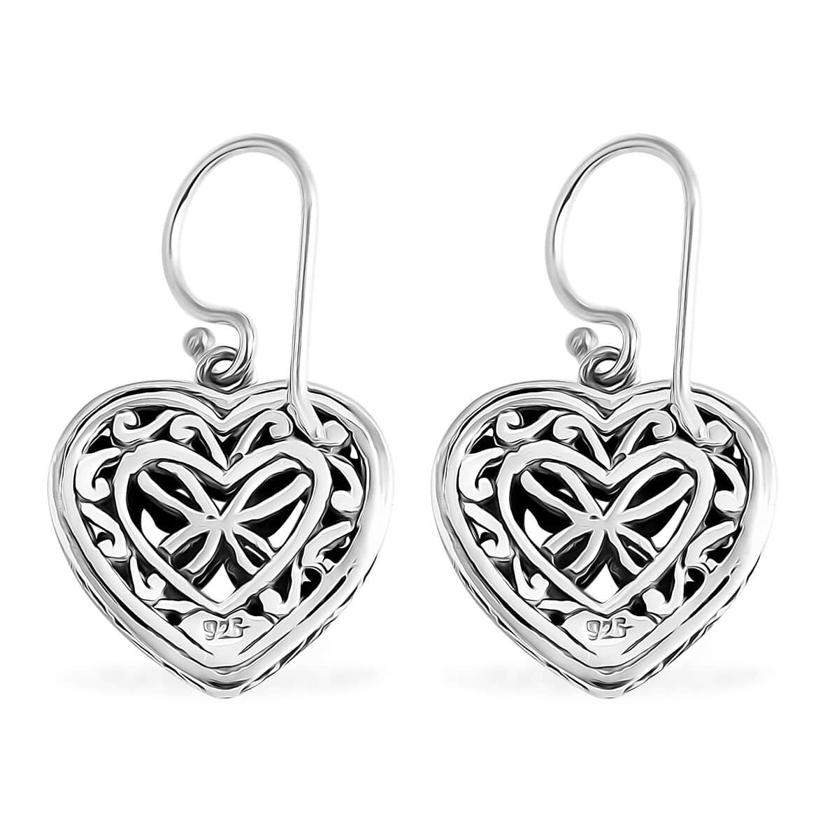 Bali Legacy Sterling Silver Heart Earrings 5.61 Grams image number 3