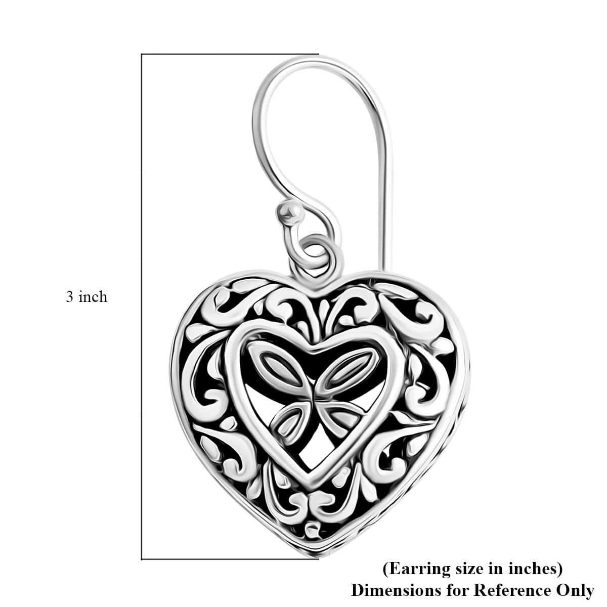 Bali Legacy Sterling Silver Heart Earrings 5.61 Grams image number 4