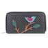Union Code Black Color Bird Sitting on Tree Pattern RFID Protected 100% Genuine Leather Applique Women's Wallet image number 0