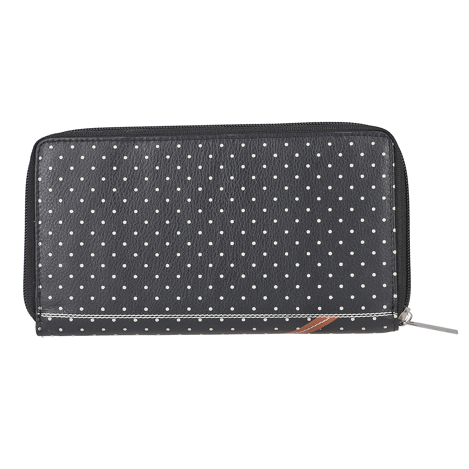 Union Code Black Color Bird Sitting on Tree Pattern RFID Protected 100% Genuine Leather Applique Women's Wallet