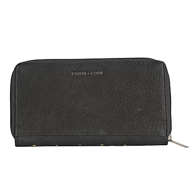 Union Code Black Polka Dots Print Genuine Leather RFID Women's Wallet