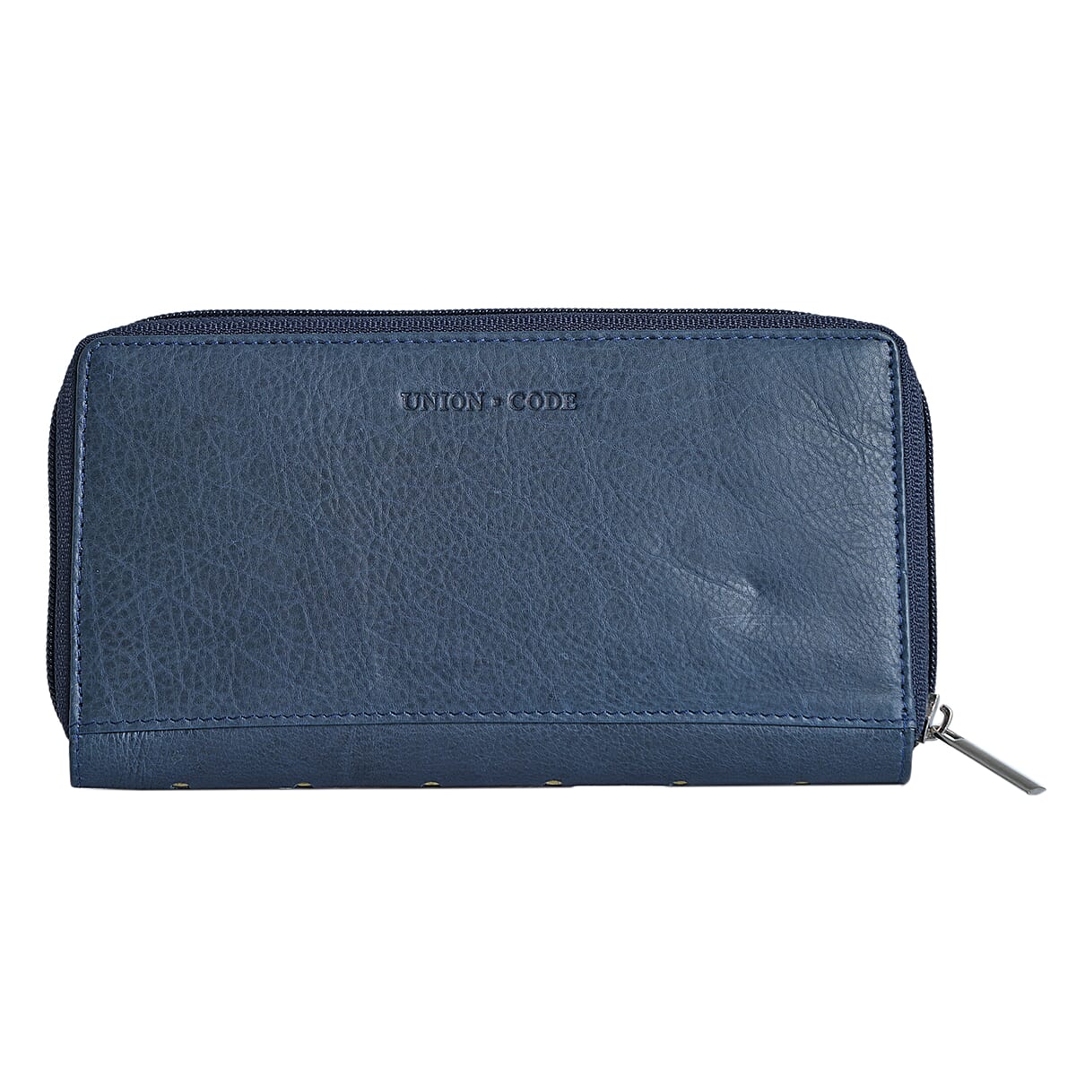 Union Code Navy Polka Dots Print Genuine Leather RFID Women's Wallet image number 6