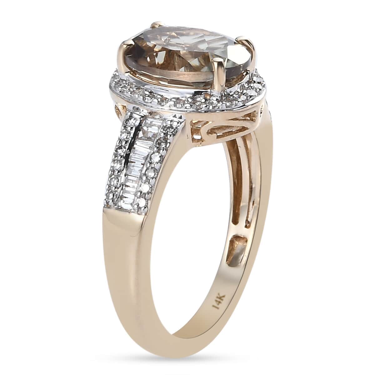 Luxoro 14K Yellow Gold AAA Turkizite and G-H I3 Diamond Ring (Size 6.0) 4.15 Grams 3.50 ctw image number 3