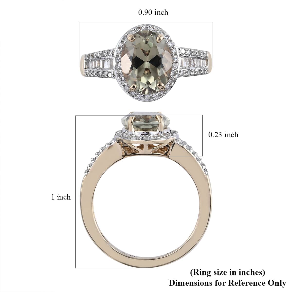 Luxoro 14K Yellow Gold AAA Turkizite and G-H I3 Diamond Ring (Size 6.0) 4.15 Grams 3.50 ctw image number 5