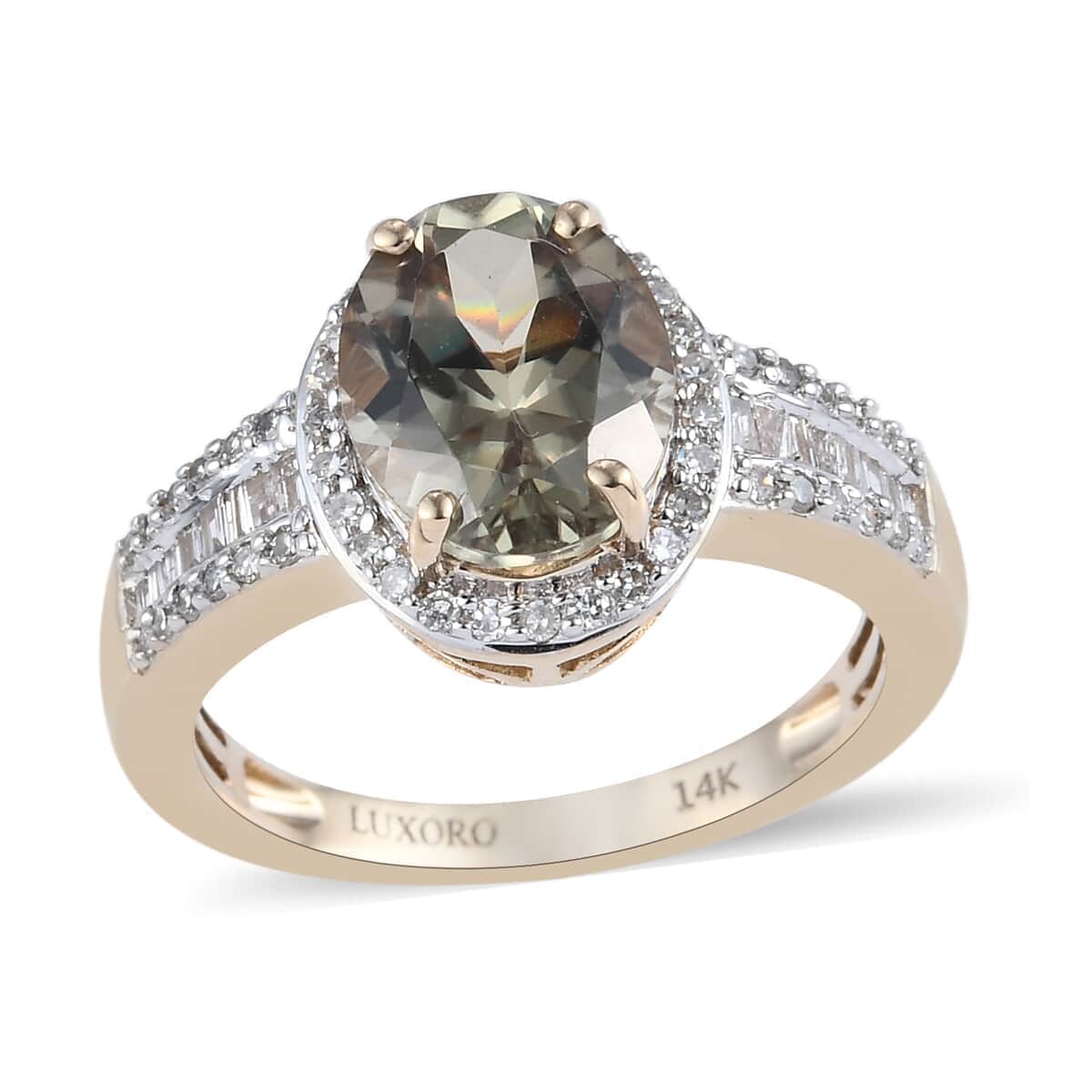 Luxoro 14K Yellow Gold AAA Turkizite and G-H I3 Diamond Ring (Size 7.0) 4.15 Grams 3.50 ctw image number 0