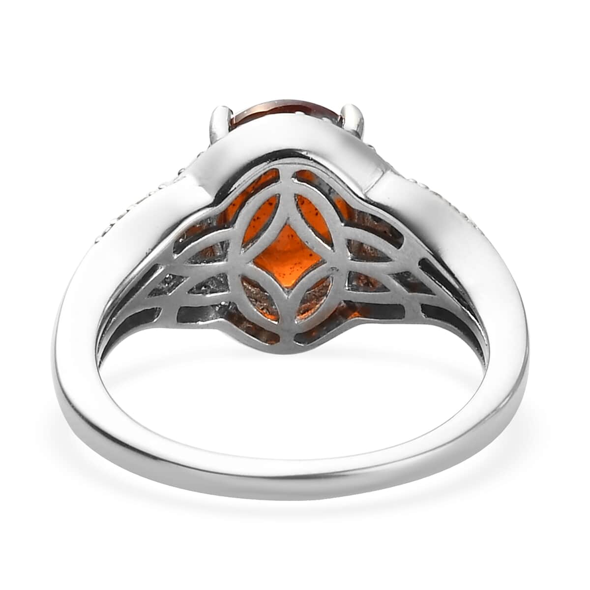 Natural Tanzania Tangerine Kyanite, White and Coffee Zircon Ring in Rhodium, Vermeil YG and Platinum Over Sterling Silver (Size 8.0) 3.90 ctw image number 4
