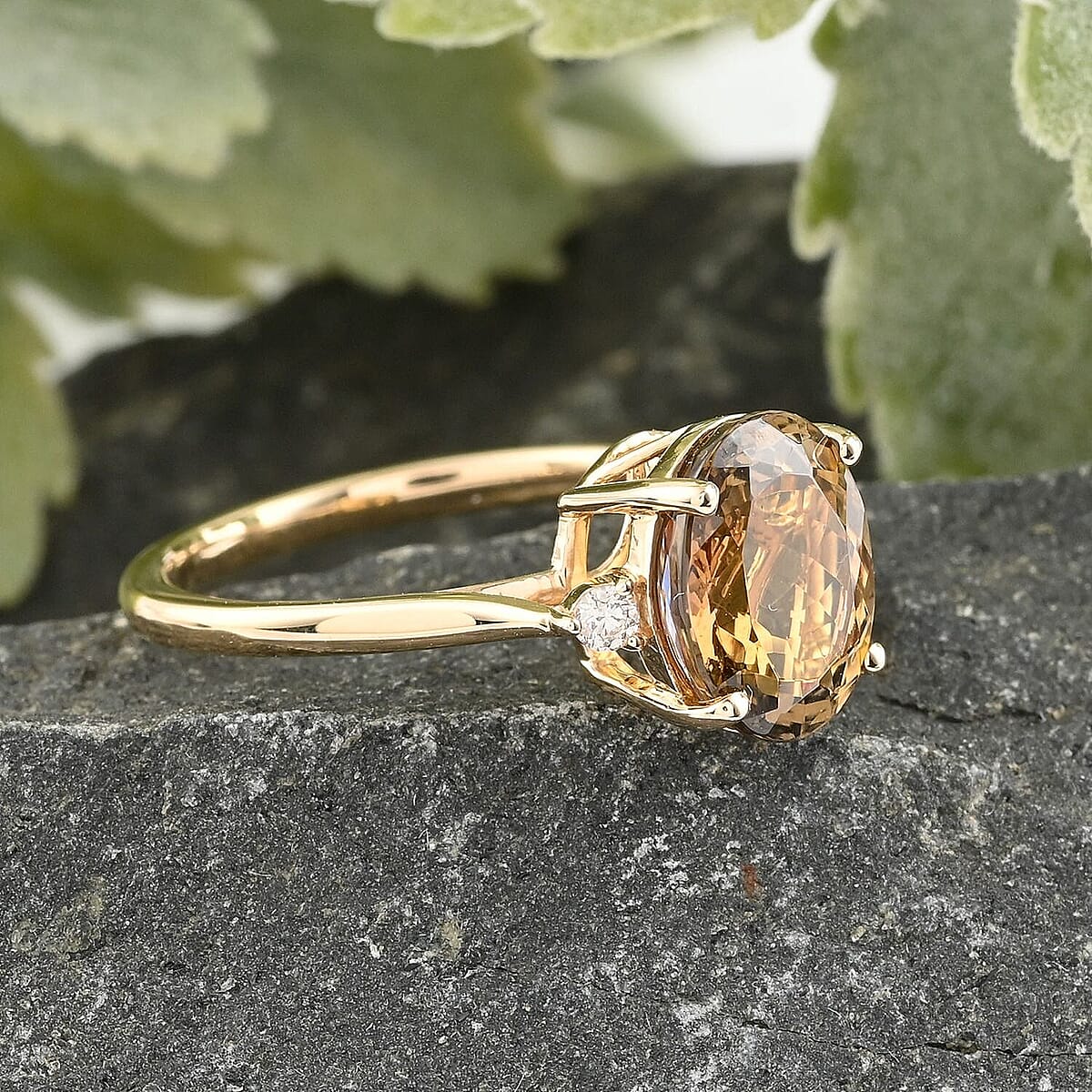 Certified & Appraised Luxoro 14K Yellow Gold AAA Golden Tanzanite and G-H I2 Diamond Ring (Size 10.5) 2.90 ctw image number 1