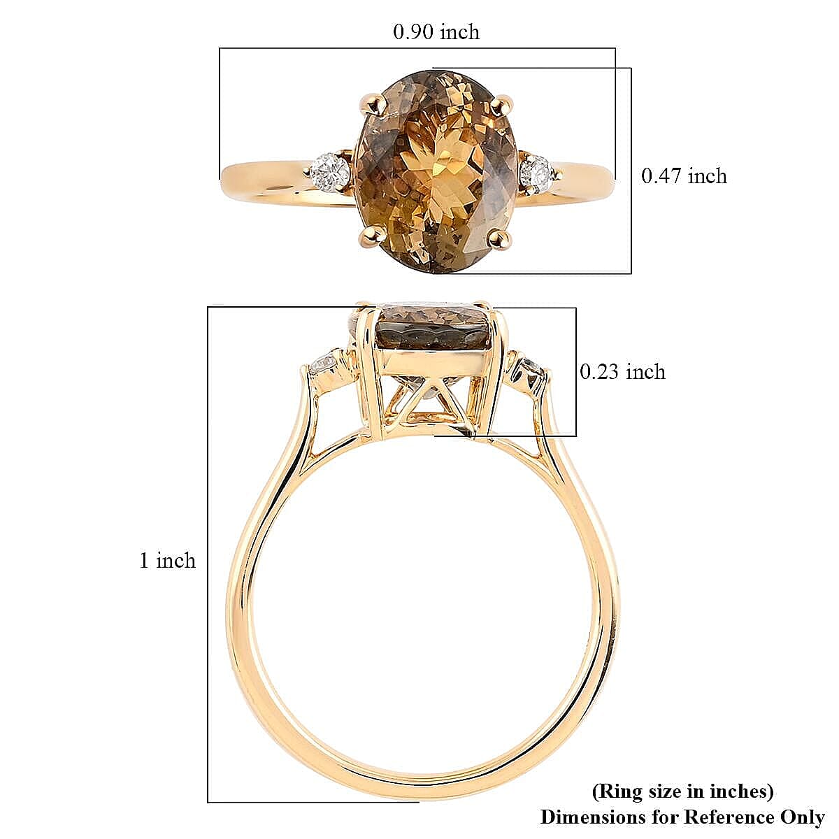 Certified & Appraised Luxoro 14K Yellow Gold AAA Golden Tanzanite and G-H I2 Diamond Ring (Size 10.5) 2.90 ctw image number 4