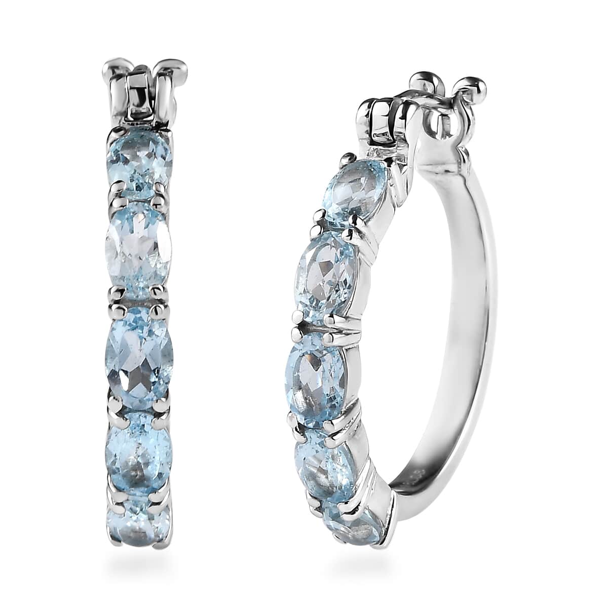 Sky Blue Topaz 5.00 ctw Hoop Earrings in Stainless Steel image number 0