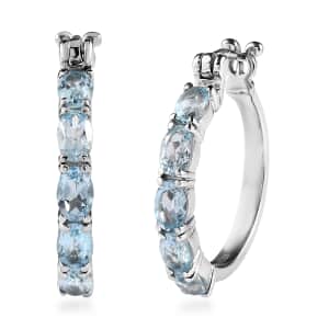 Sky Blue Topaz 5.00 ctw Hoop Earrings in Stainless Steel