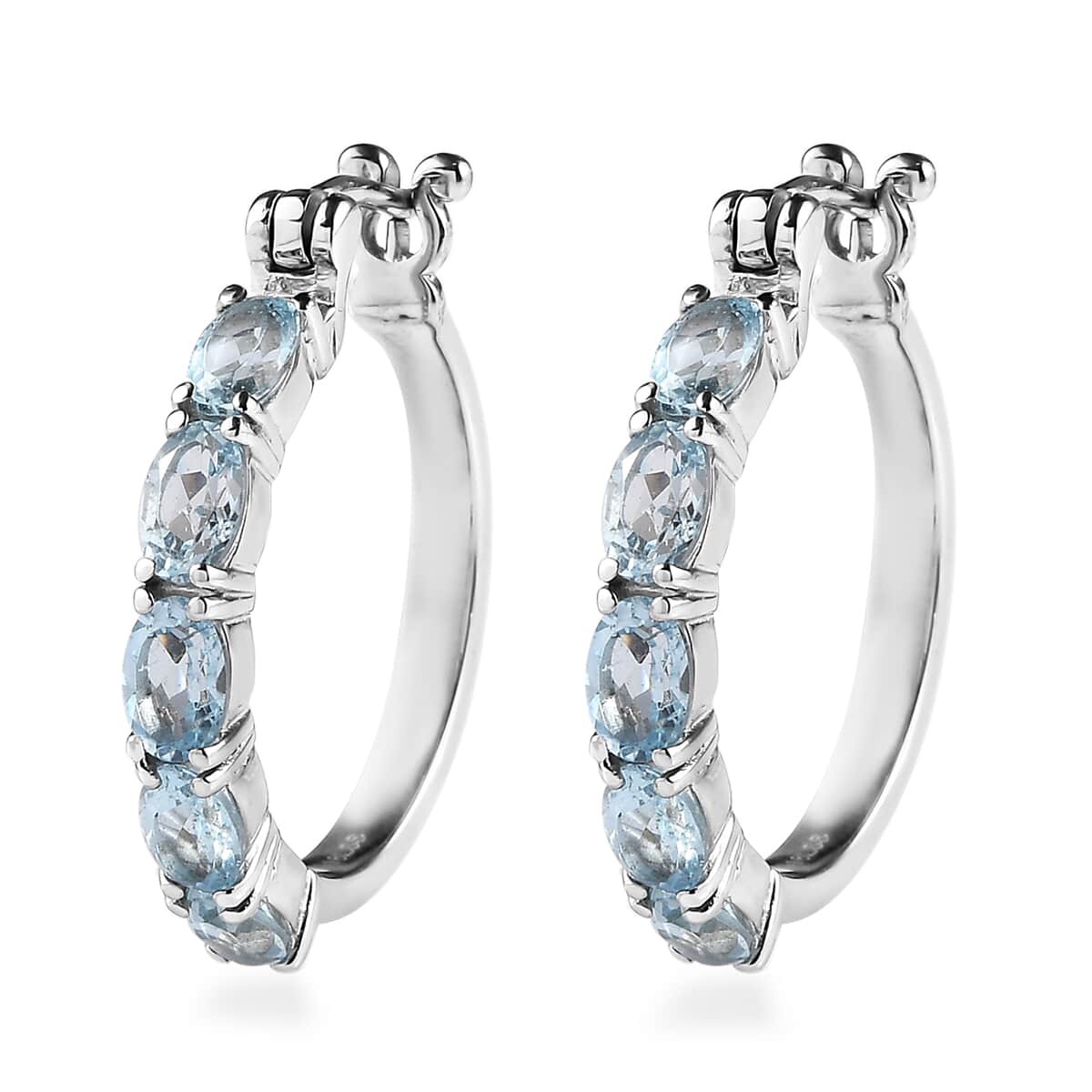 Sky Blue Topaz 5.00 ctw Hoop Earrings in Stainless Steel image number 3