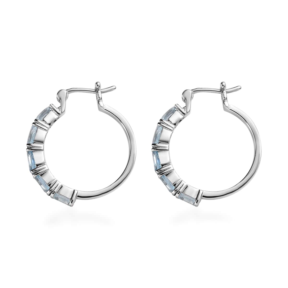 Sky Blue Topaz 5.00 ctw Hoop Earrings in Stainless Steel image number 4