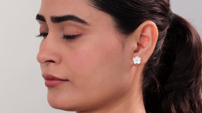 Diamond Accent Floral Earrings in Sterling Silver