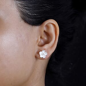 Diamond Accent Floral Earrings in Sterling Silver