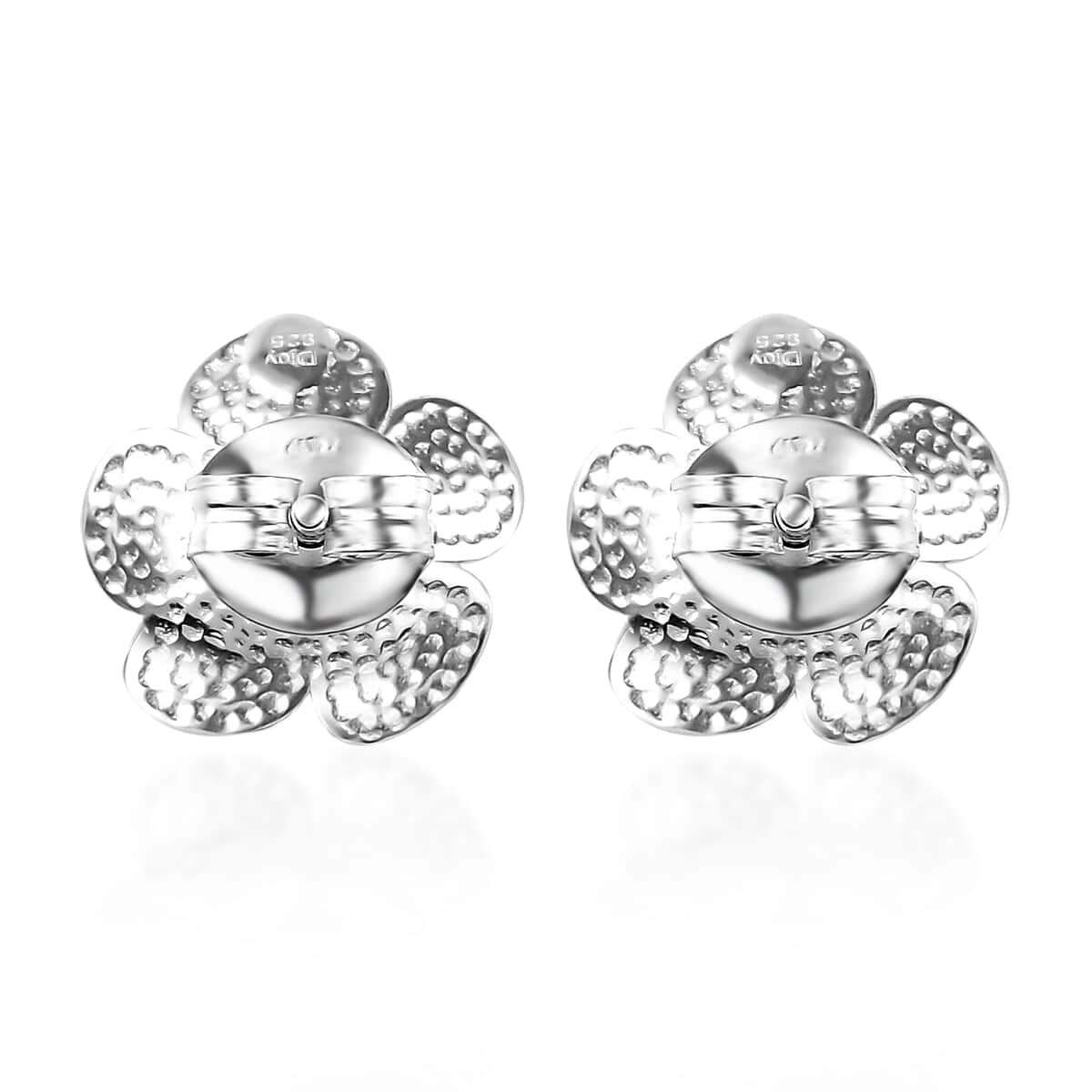 Diamond Accent Floral Earrings in Sterling Silver image number 4