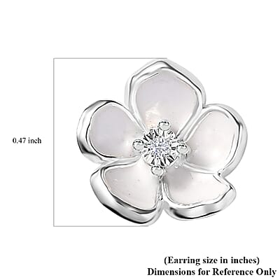 Diamond Accent Floral Earrings in Sterling Silver
