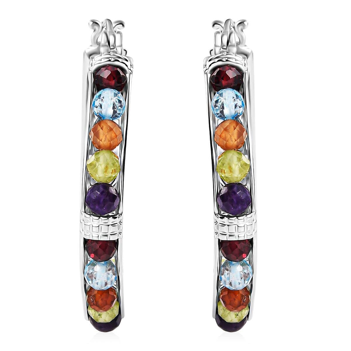 Karis Multi Gemstone Earrings in Platinum Bond 21.20 ctw image number 0