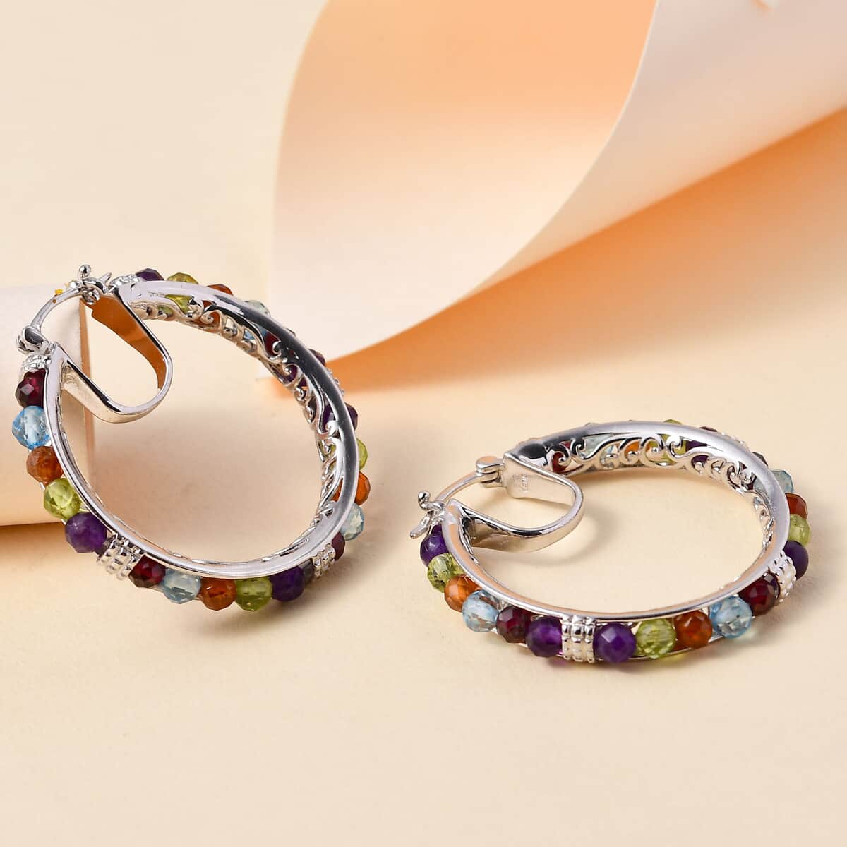 Karis Multi Gemstone Earrings in Platinum Bond 21.20 ctw image number 1