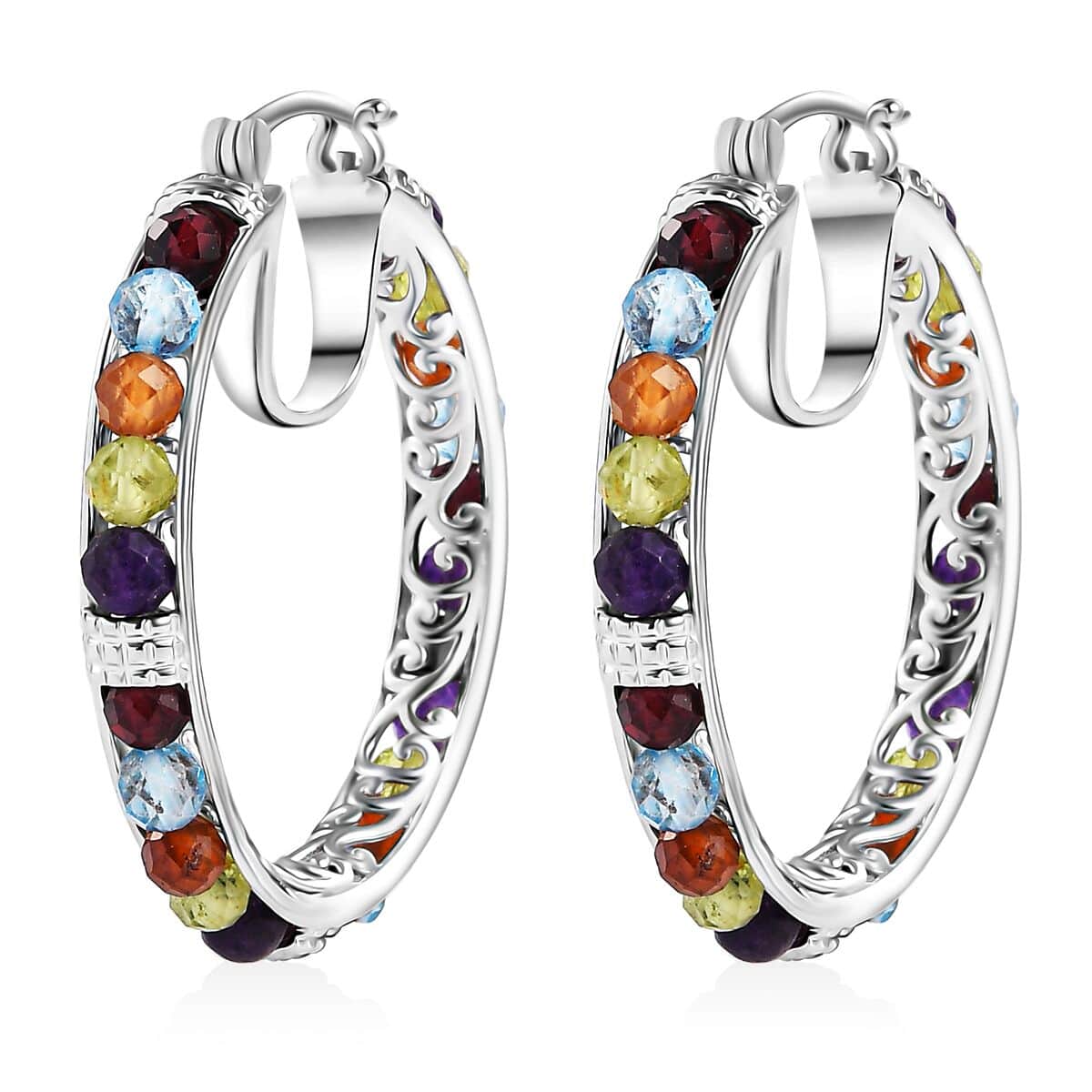 Karis Multi Gemstone Earrings in Platinum Bond 21.20 ctw image number 3