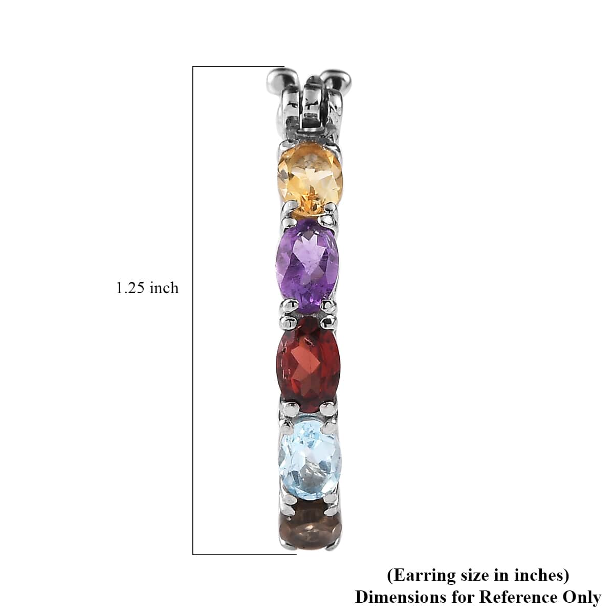 Multi gemstone 5.00 ctw Hoop Earrings in Stainless Steel image number 4