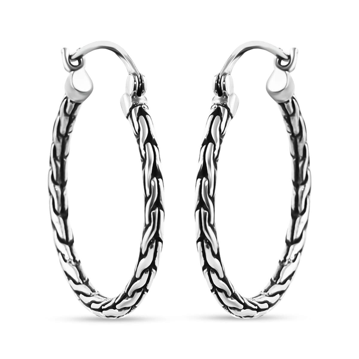 Bali Legacy Sterling Silver Tulang Naga Hoop Earrings 6.46 Grams image number 0